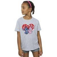 Disney Girl's Lilo & Stitch Hearts Cotton T-Shirt in Grey | Size: 3-4 Years