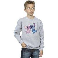 Disney Boy's Lilo & Stitch Kisses Sweatshirt in Grey | Size: 3-4 Years
