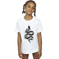 Harry Potter Girl's Slytherin Sketch Cotton T-Shirt in White | Size: 12-13 Years