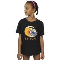 Disney Girl's Lilo & Stitch Summer Waves Cotton T-Shirt in Black | Size: 3-4 Years