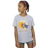 Disney Girl's Lilo & Stitch Summer Waves Cotton T-Shirt in Grey | Size: 3-4 Years
