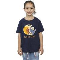 Disney Girl's Lilo & Stitch Summer Waves Cotton T-Shirt in Navy | Size: 12-13 Years