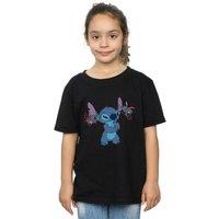 Disney Girl's Lilo & Stitch Little Devils Cotton T-Shirt in Black | Size: 3-4 Years
