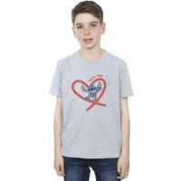 Disney Boy's Lilo & Stitch Love You Mum T-Shirt in Grey | Size: 3-4 Years