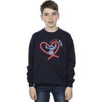Disney Boy's Lilo & Stitch Love You Mum Sweatshirt in Navy | Size: 7-8 Years