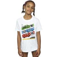 Disney Girl's Cars Piston Cup Champions Cotton T-Shirt in White | Size: 5-6 Years