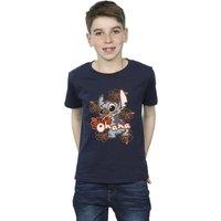 Disney Boy's Lilo & Stitch Ohana Orange Hibiscus T-Shirt in Navy | Size: 3-4 Years
