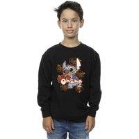 Disney Boy's Lilo & Stitch Ohana Orange Hibiscus Sweatshirt in Black | Size: 3-4 Years