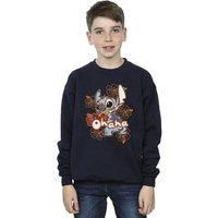 Disney Boy's Lilo & Stitch Ohana Orange Hibiscus Sweatshirt in Navy | Size: 3-4 Years