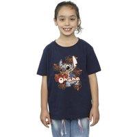 Disney Girl's Lilo & Stitch Ohana Orange Hibiscus Cotton T-Shirt in Navy | Size: 3-4 Years