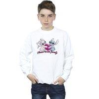 Disney Boy's Lilo & Stitch Ohana Heart With Angel Sweatshirt in White | Size: 9 Years