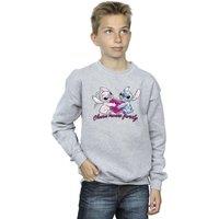 Disney Boy's Lilo & Stitch Ohana Heart With Angel Sweatshirt in Grey | Size: 9 Years