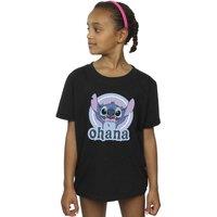 Disney Girl's Lilo & Stitch Ohana Circle Cotton T-Shirt in Black | Size: 3-4 Years