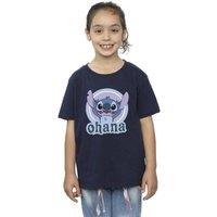 Disney Girl's Lilo & Stitch Ohana Circle Cotton T-Shirt in Navy | Size: 3-4 Years