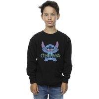 Disney Boy's Lilo & Stitch Ohana Blue Glitch Sweatshirt in Black | Size: 3-4 Years