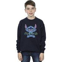 Disney Boy's Lilo & Stitch Ohana Blue Glitch Sweatshirt in Navy | Size: 3-4 Years