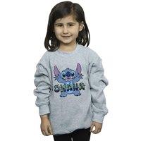 Disney Girl's Lilo & Stitch Ohana Blue Glitch Sweatshirt in Grey | Size: 3-4 Years