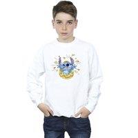 Disney Boy's Lilo & Stitch Cracking Egg Sweatshirt in White | Size: 3-4 Years