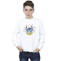 Disney Boy's Lilo & Stitch Cracking Egg Sweatshirt in White | Size: 5-6 Years