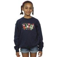 Elf Girl's Santa Fa La La Sweatshirt in Navy | Size: 3-4 Years