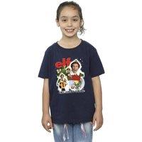 Elf Girl's Buddy Collage Cotton T-Shirt in Navy | Size: 3-4 Years