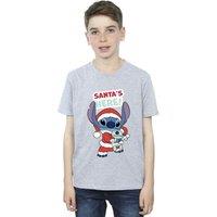 Disney Boy's Lilo & Stitch Santas Here T-Shirt in Grey | Size: 3-4 Years