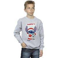 Disney Boy's Lilo & Stitch Santas Here Sweatshirt in Grey | Size: 9 Years