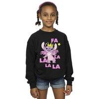 Disney Girl's Lilo & Stitch Angel Fa La La Sweatshirt in Black | Size: 3-4 Years