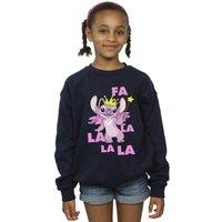 Disney Girl's Lilo & Stitch Angel Fa La La Sweatshirt in Navy | Size: 3-4 Years