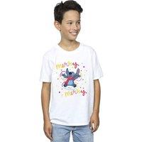 Disney Boy's Lilo & Stitch Merry Rainbow T-Shirt in White | Size: 12-13 Years