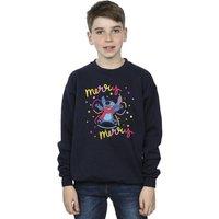 Disney Boy's Lilo & Stitch Merry Rainbow Sweatshirt in Navy | Size: 3-4 Years