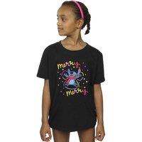 Disney Girl's Lilo & Stitch Merry Rainbow Cotton T-Shirt in Black | Size: 3-4 Years