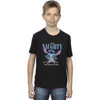 Disney Boy's Lilo & Stitch Naughty & Nice T-Shirt in Black | Size: 3-4 Years