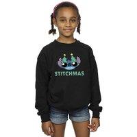 Disney Girl's Lilo & Stitch Stitchmas Glasses Sweatshirt in Black | Size: 12-13 Years