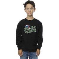 Disney Boy's Lilo & Stitch Jolly Chilling Vibes Sweatshirt in Black | Size: 7-8 Years