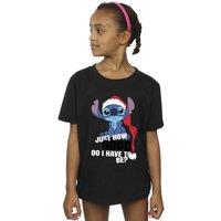 Disney Girl's Lilo & Stitch Just How Good Cotton T-Shirt in Black | Size: 12-13 Years