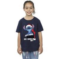 Disney Girl's Lilo & Stitch Just How Good Cotton T-Shirt in Navy | Size: 5-6 Years