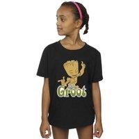 Guardians Of The Galaxy Girl's Groot Dancing Cotton T-Shirt in Black | Size: 3-4 Years