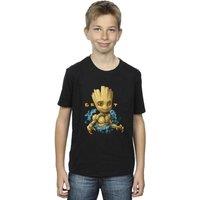Guardians Of The Galaxy Boy's Groot Flowers T-Shirt in Black | Size: 3-4 Years