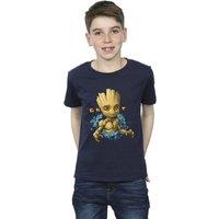 Guardians Of The Galaxy Boy's Groot Flowers T-Shirt in Navy | Size: 3-4 Years