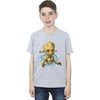 Guardians Of The Galaxy Boy's Groot Flowers T-Shirt in Grey | Size: 3-4 Years