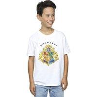 Harry Potter Boy's Hogwarts School Emblem T-Shirt in White | Size: 3-4 Years
