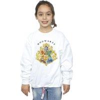 Harry Potter Girl's Hogwarts School Emblem Sweatshirt in White | Size: 9 Years