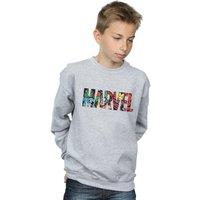 Marvel Comics Boy's Character Infill Logo Sweatshirt in Grey | Size: 5-6 Years