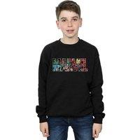 Marvel Comics Boy's Character Infill Logo Sweatshirt in Black | Size: 12-13 Years
