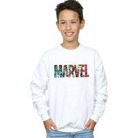 Marvel Comics Boy's Character Infill Logo Sweatshirt in White | Size: 7-8 Years