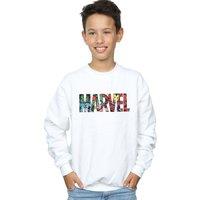 Marvel Comics Boy's Character Infill Logo Sweatshirt in White | Size: 9 Years