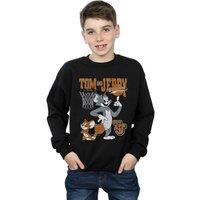 Tom & Jerry Boy's Spinning Basketball Sweatshirt in Black | Size: 9 Years