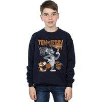 Tom & Jerry Boy's Spinning Basketball Sweatshirt in Navy | Size: 9 Years