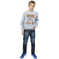 Tom & Jerry Boy's Spinning Basketball Sweatshirt in Grey | Size: 12-13 Years